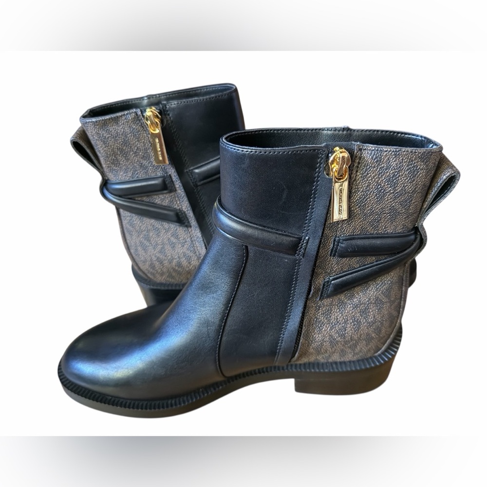 Michael Kors Black and Brown Leather Ankle Boots - Picture 8 of 14